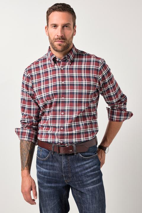 Produktbild JP1880 Karo-Flanellhemd, Langarm, Buttondown-Kragen, Modern Fit (5XL)