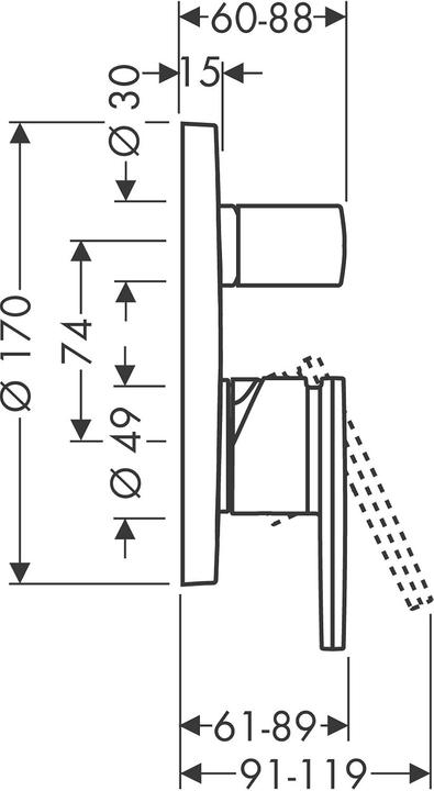 Produktbild hansgrohe Einhebel-Wannenmischer AXOR CITTERIO Unterputz chrom