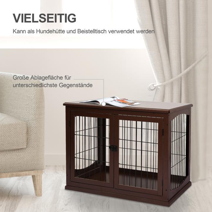 Immagine prodotto PawHut Hundekäfig MDF, Metall Braun (Gabbia per cani)