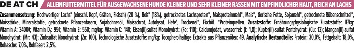 Valori nutrizionali e ingredienti Pro Plan Pelle sensibile (Adulto, 1 pz., 3000 g)