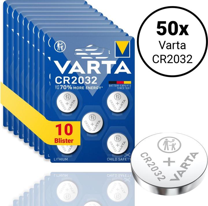 Produktbild Varta CR2032 Lithium - 50 Knopfbatterien (50 Stk., CR2032, 230 mAh)