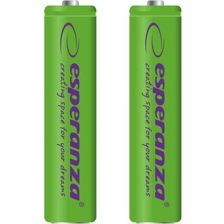 Esperanza BATTERIE RICARICABILI Ni-MH AAA 1000MAH 2PCS. VERDE (2 pz., 1000 mAh), Batterie + pile