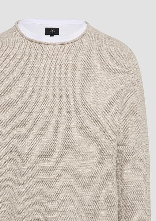 Produktbild s.Oliver Strickpullover Melierter Strickpullover mit Layering-Detail (XXL)