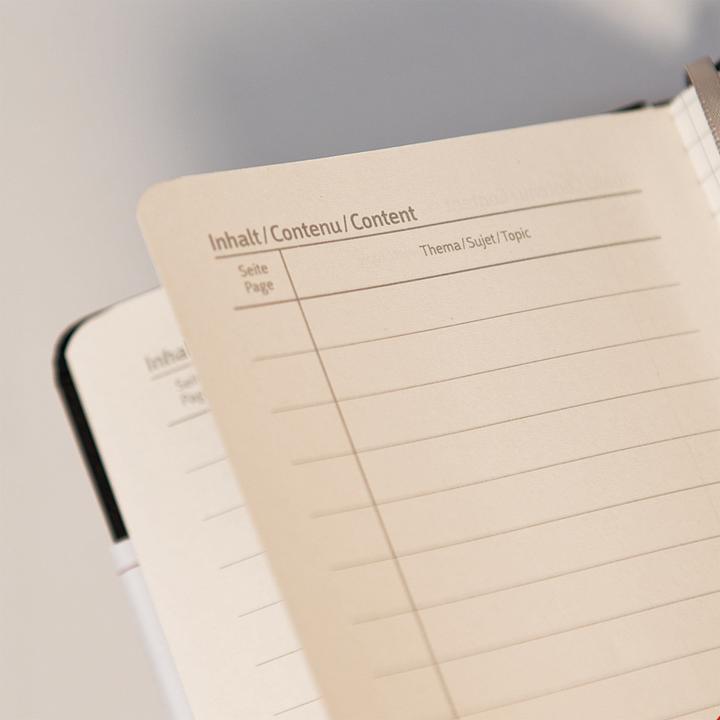 Actual product image Notebook KOMPAGNON approx. DIN A5 blank, black hardcover 192, 16 of which can be detached Be (A5, Plain, Hardcover)