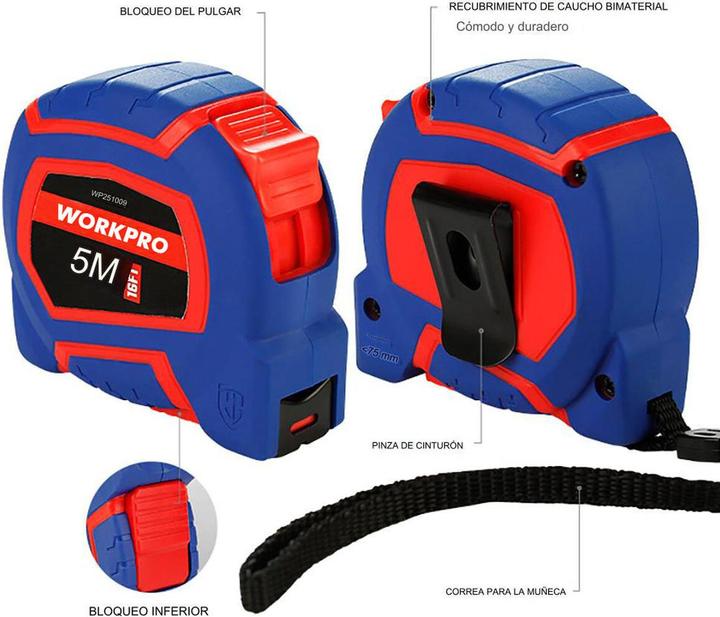 Actual product image Workpro Flexometer Nylon 5 m x 19 mm (5 m)