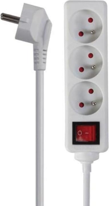 Produktbild Velleman 3-Fach-Steckdosenleiste - Mit Schalter - Stecker-Typ E (Französisches System) (3x, CEE 7/5, 1 m)