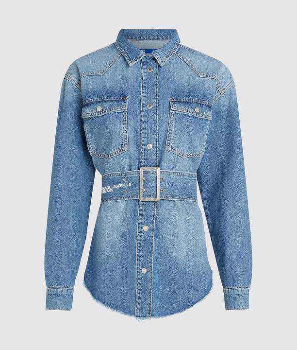 Immagine prodotto Karl Lagerfeld Camicia in denim rigido con cinturino e bottoni a pressione (S)