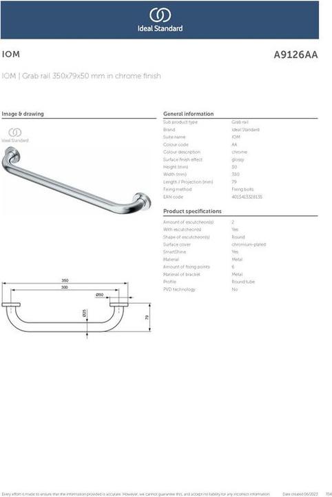 Immagine prodotto Ideal Standard Maniglia per vasca IOM 350 mm