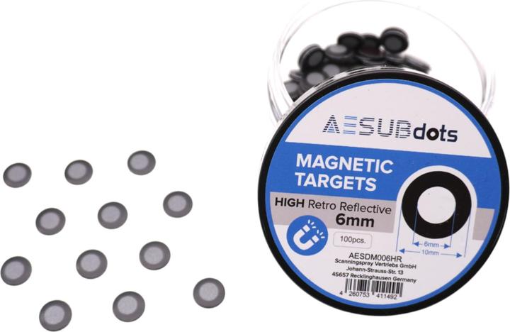 Aesub dots Retroreflektierende Markierungspunkte magnetisch 6mm 100 Stück