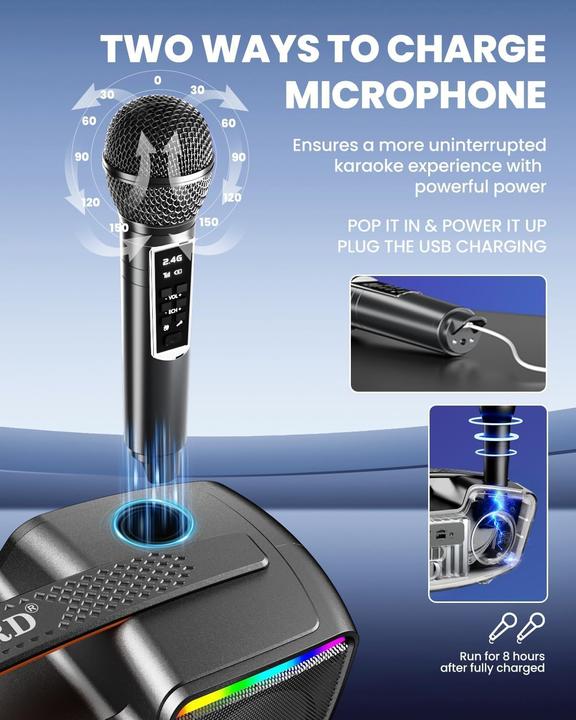 Immagine prodotto Sorda Bluetooth-Karaoke-Maschine SD-219 mit 2 Mikrofonen (12 h)