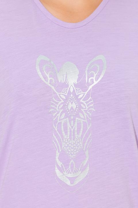 Immagine prodotto Ulla Popken T-shirt dal taglio oversize con animale, scollo a V e mezze maniche (50, 52)