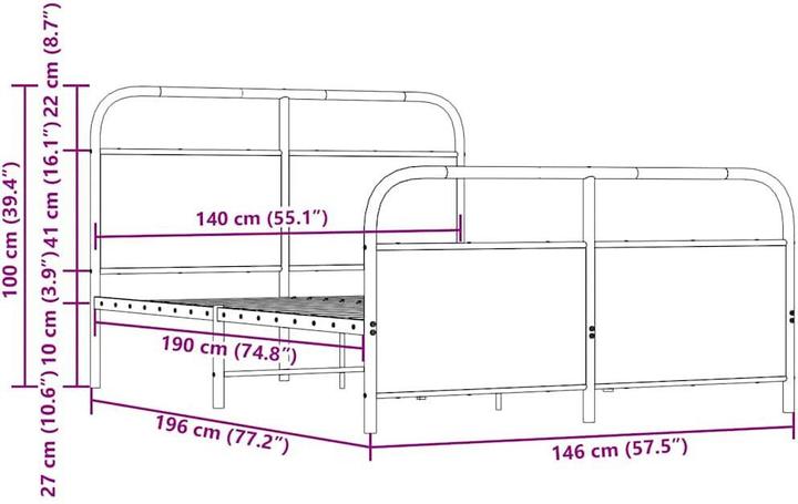 Image du produit vidaXL Bettgestell (140 x 190 cm)