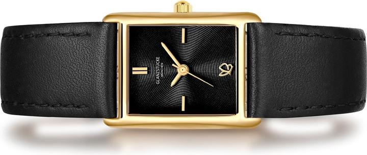 Actual product image Glanzstücke München Damen Quarzuhr gelbgold Echtleder schwarz - 38064 (22 mm)