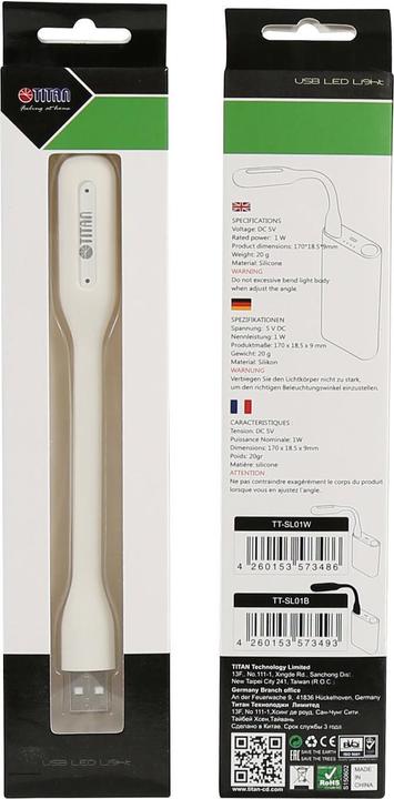 Image du produit Titan TTL-SL01W - Blanc - emballage visible - 18 mm - 168 mm - 8 mm - 20 g (16.80 cm)