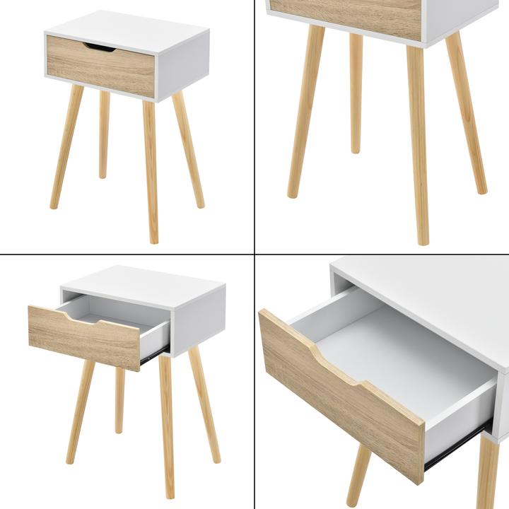 Image du produit En.Casa Table d'appoint Östersund (lot de 2) blanc/chêne (29.50 x 40 x 60 cm)