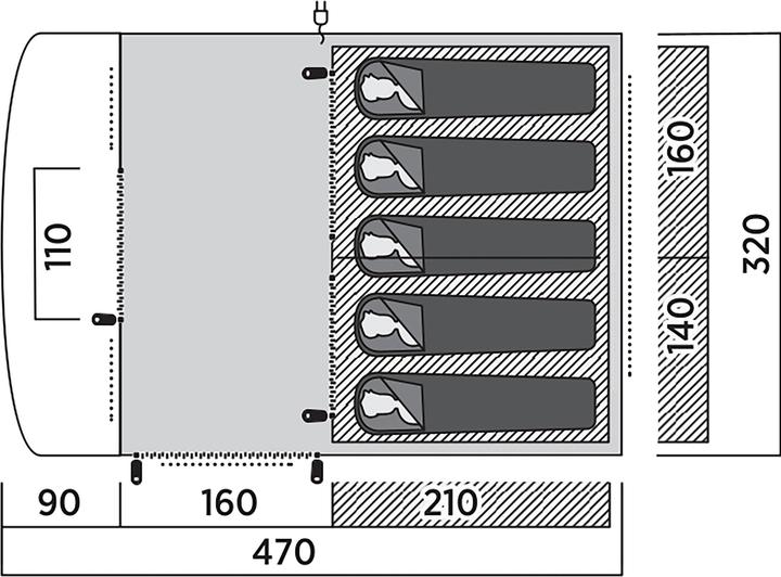 Productafbeelding Easy Camp Familien-Tunnelzelt Skarvan 5 (grau, Modell 2025) (Tunnel tent, 16.20 kg, 5 personen)