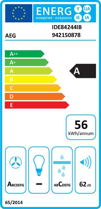 Label énergétique AEG IDE84244IB inductie kookplaat met afzuiging