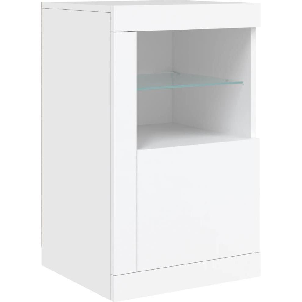 VidaXL, Kommode + Sideboard, Beistellschrank mit LED-Leuchten Weiss (41 x 37 x 67 cm)