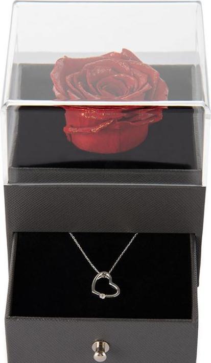 Produktbild TOP Rosenbox mit Herz-Halskette