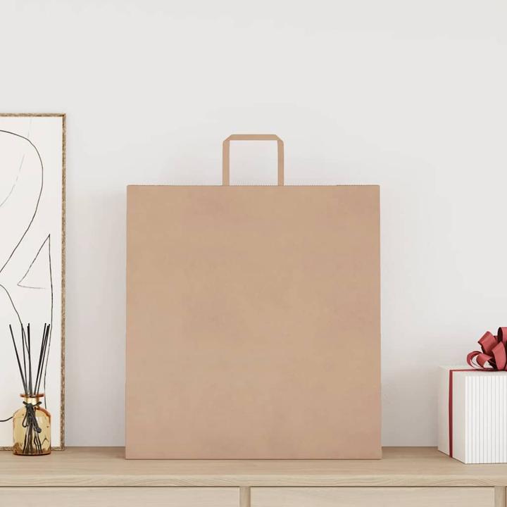 Actual product image VidaXL Kraft paper bags 50 pcs. with handle brown 45x17x48 cm paper bag (Gift bag, 50 x)