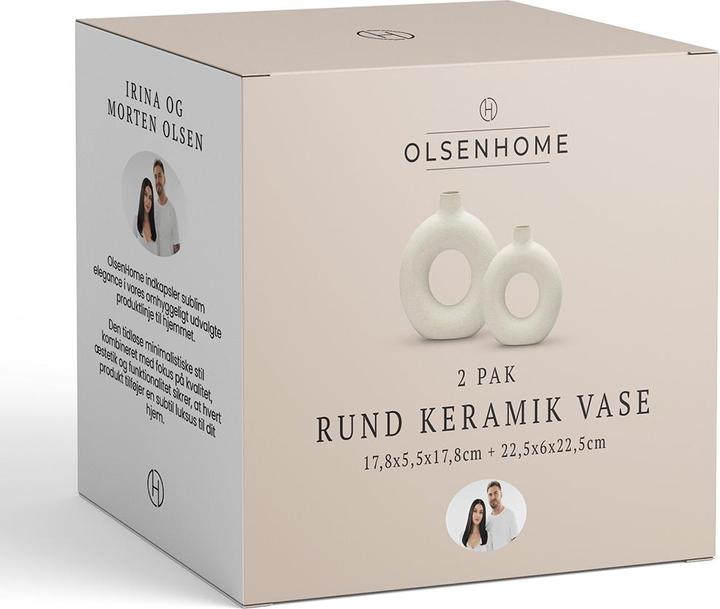 Produktbild Olsen Home Round ceramic vase - White - 17.8x17.8 cm and 22.5x22.5 cm - 2 pack (2 x)