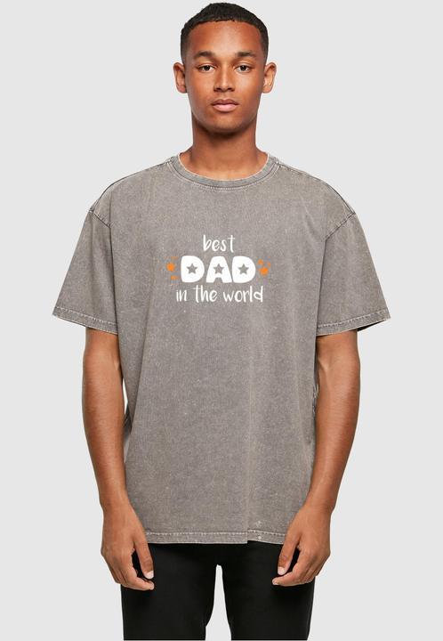 Produktbild Merchcode Fathers Day - Best Dad In The World Acid Washed Heavy Oversized Tee - 113611 (4XL)