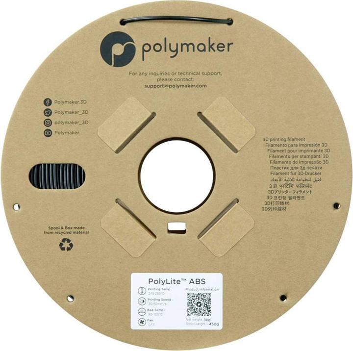 Actual product image Polymaker PolyLite ABS Grau 2,85 mm 3000 g (ABS, 2.85 mm, 3000 g)