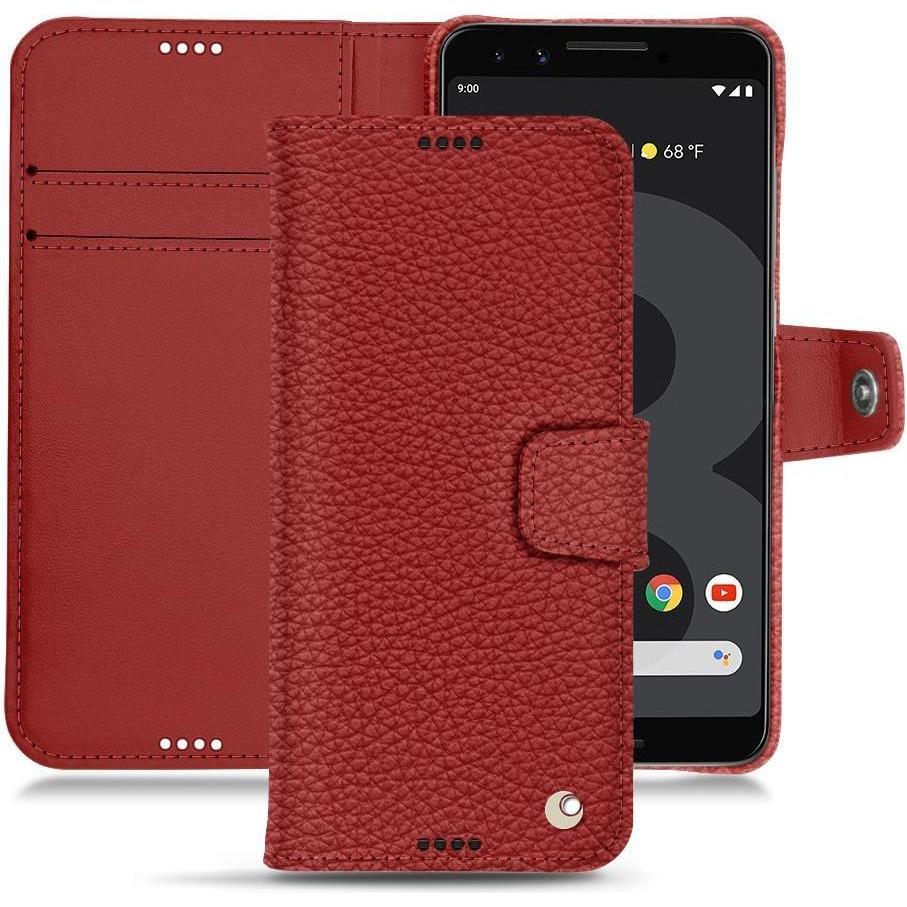Noreve Lederschutzhülle Wallet (Google Pixel 3), Smartphone Hülle, Rot