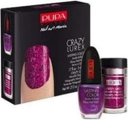 Pupa Milano Nail Art Kit Crazy Lurex Fuchsia Shade (Fuchsia)