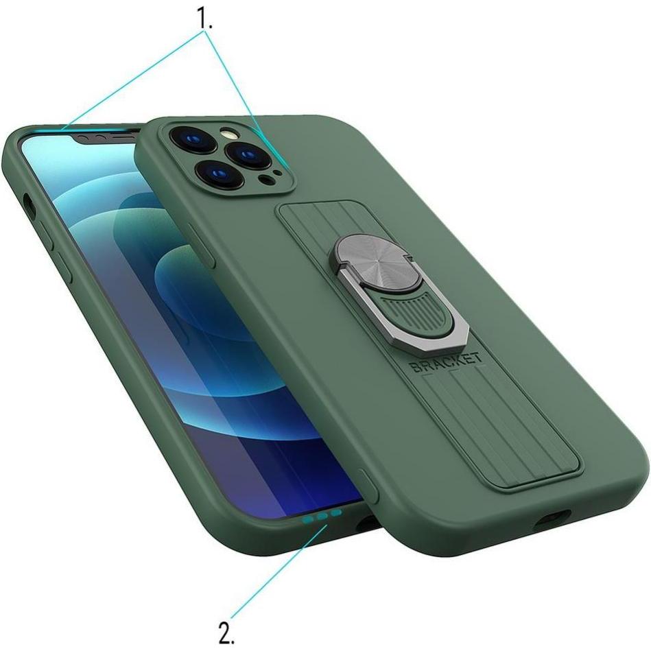 Thumbnail - Hurtel Ring Case silicone case with finger grip and stand for Samsung Galaxy A72 4G mint (Samsung Galaxy A72), Smartphon...