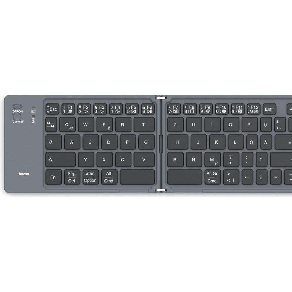 Hama Bluetooth-Mini-Tastatur Travel 450, faltbar, kabellos, Schw., QWERTZ DE (00125136) (DE, Kabellos), Tastatur, Schwar...