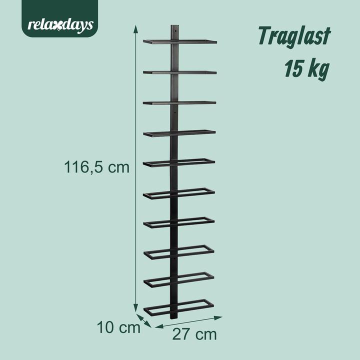 Actual product image Relaxdays wall-mount wine rack (10 bottles, 10 x 10 x 116.50 cm)