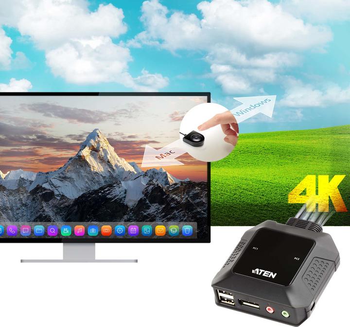 Image du produit Aten CS22DP : commutateur KVM USB DP, 2Port