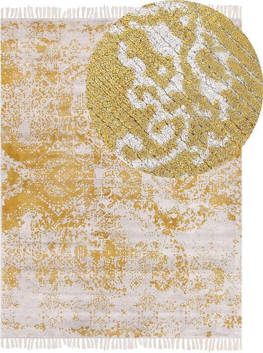 Image du produit Beliani Tapis en viscose jaune moutarde / beige 160 x 230 cm motif oriental poils courts BOYALI (160 x 230 cm)