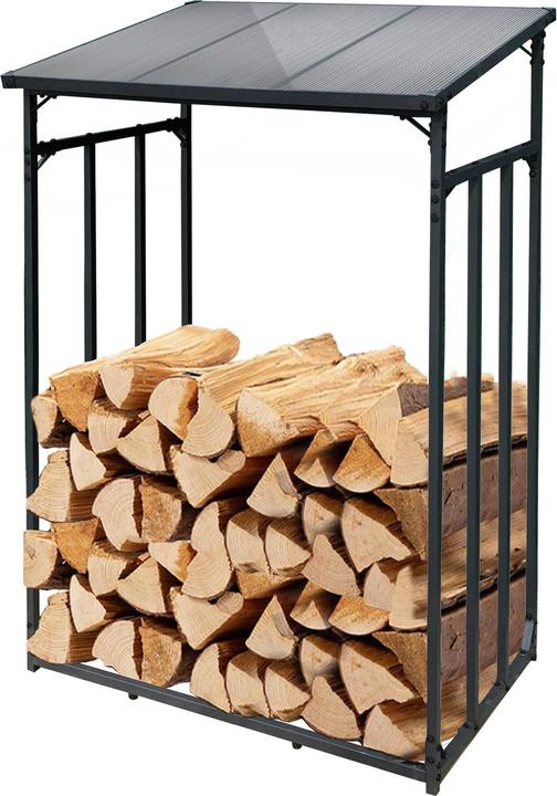 Produktbild Toboli Kaminholzregal Aussen 130x70x185cm mit Schutzhülle Brennholz Wetterschutz