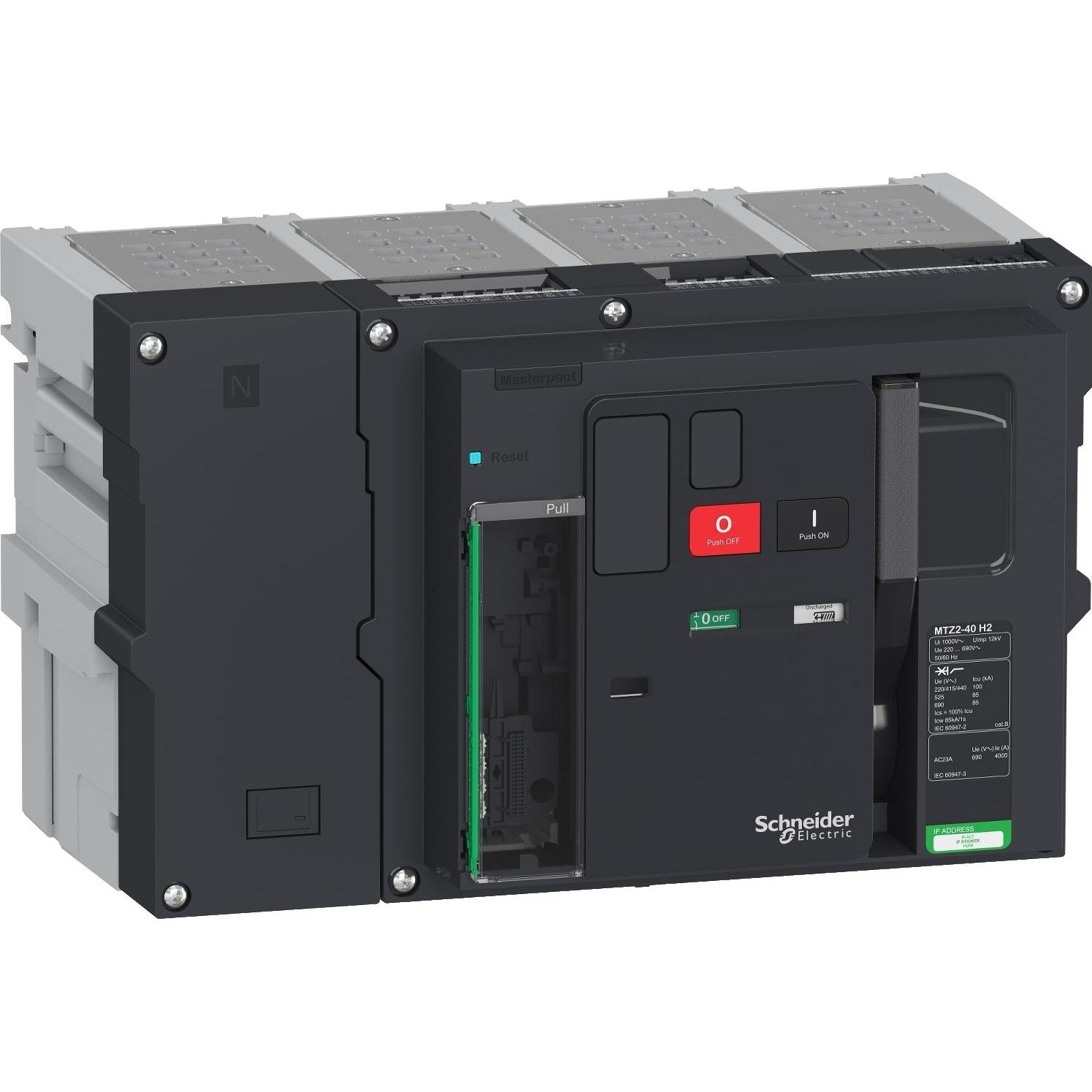 Schneider Electric, Schutzschalter, Masterpact MTZ2 4000A H2 Icu=100kA/440V 4P Grundschalter Einschub LV848328