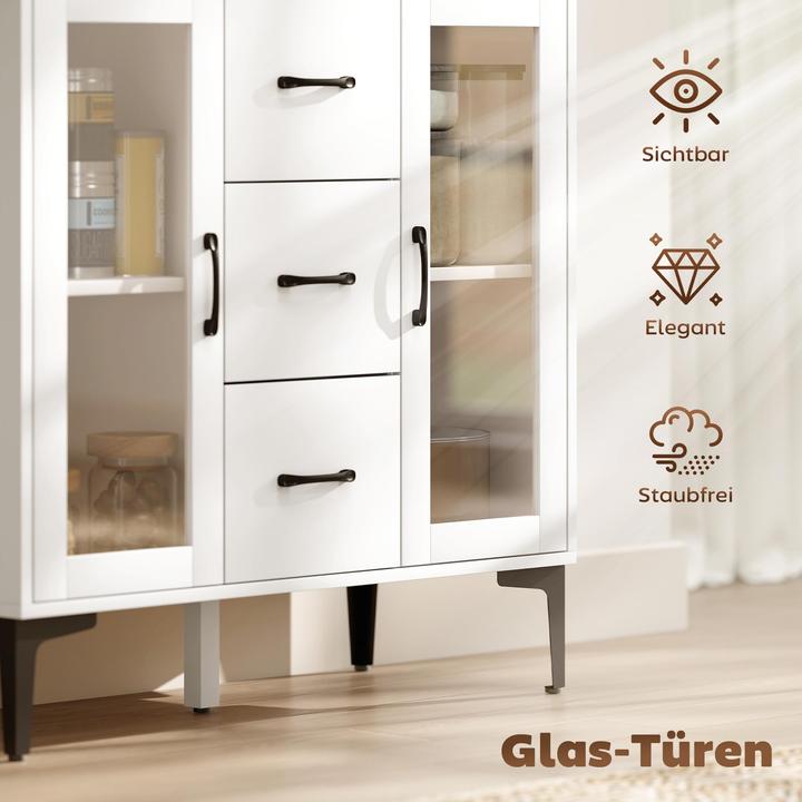 Produktbild Homcom Kommode MDF, Glas Weiss (38 x 38 x 86 cm)