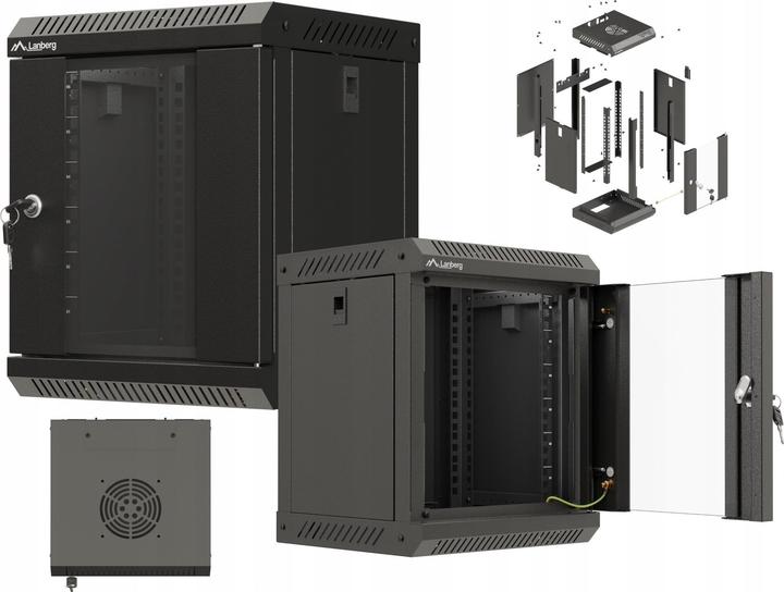 Produktbild Lanberg Szafa Instalacyjna Rack Wisząca 10 6u 300x300 Czarna Drzwi Przeszklone (Flat Pack) (6 HE, 10 Zoll Rack)
