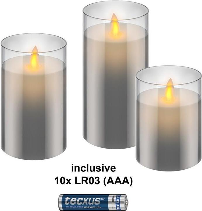 Productafbeelding Goobay Set van 3 LED echte waskaarsen in een potje en 10 AAA LR03 (3x)