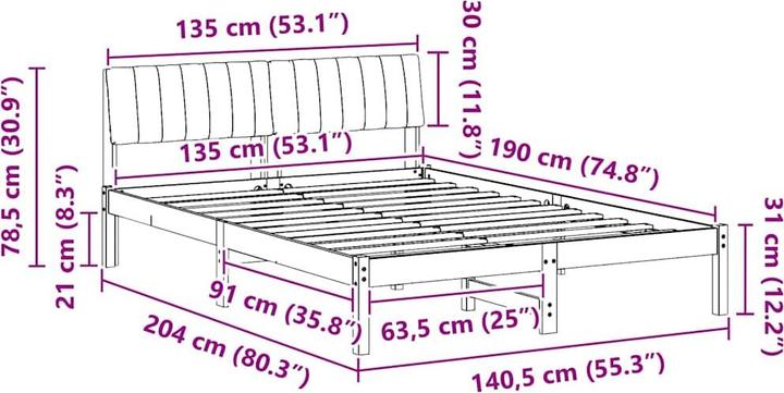 Image du produit vidaXL Plattformbettgestell (135 x 190 cm)