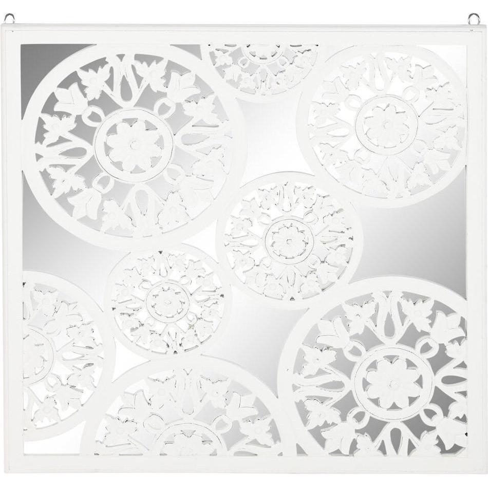 DKD Home Decor, Specchio, Wall Decoration Mirror White MDF Wood (90 x 1,5 x 90 cm)