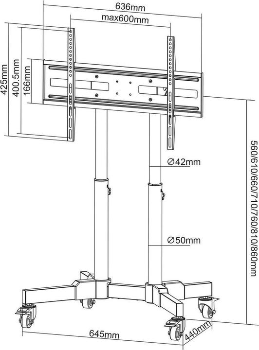 Actual product image Manhattan Kompakter TV-Ständer auf Rollen, höhenverstellbar, für 23" bis 70" (70", 40 kg)