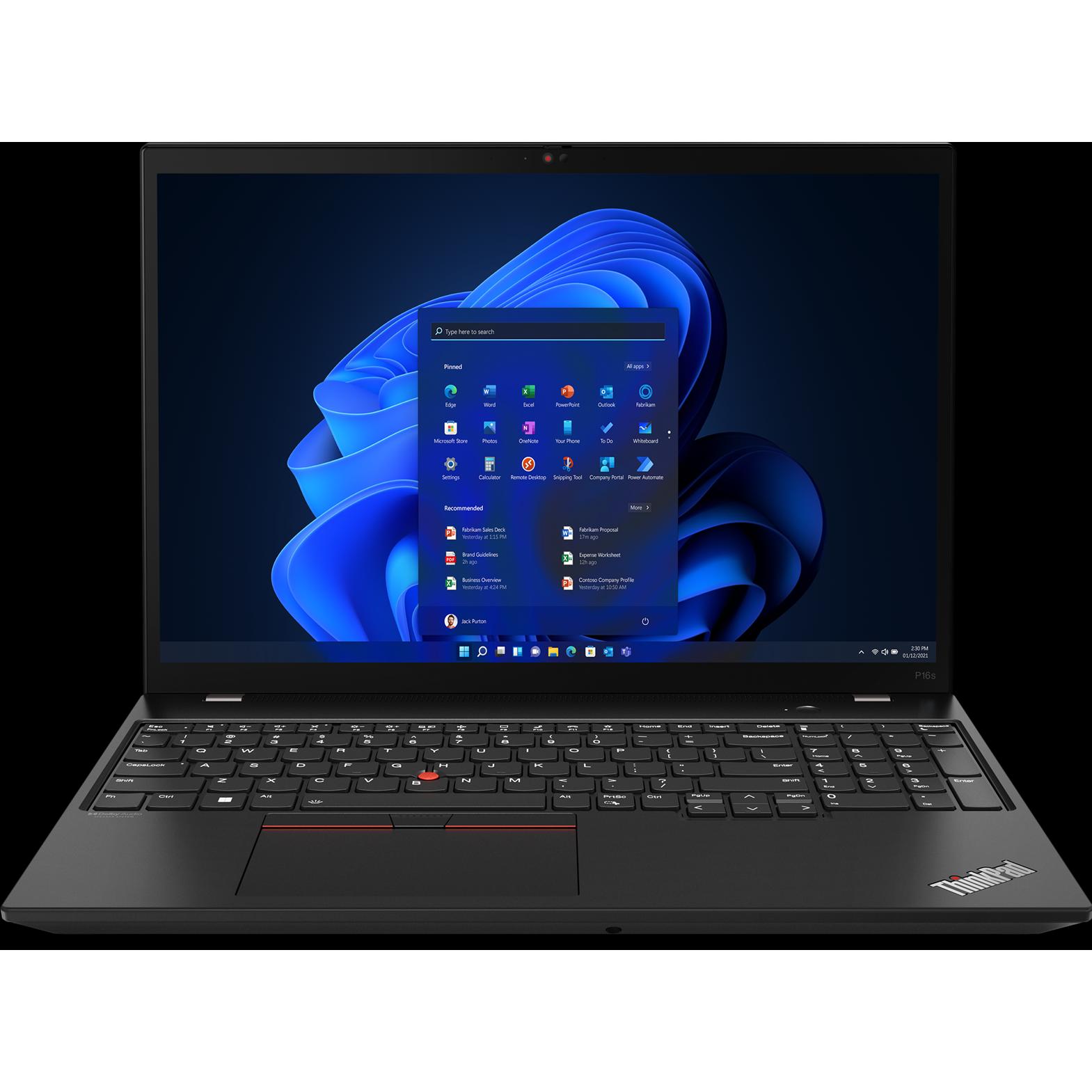 Lenovo ThinkPad P16s Gen 2 (16", AMD Ryzen 7 PRO 2700, 16 GB, 512 GB, DE), Notebook, Schwarz