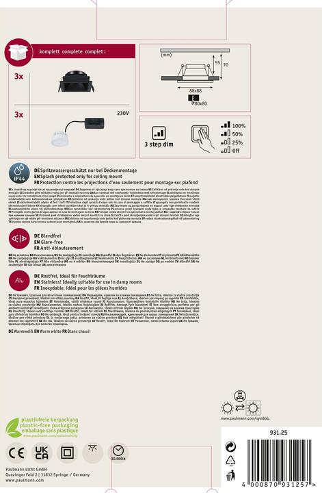 Produktbild Paulmann Einbauleuchten-Set Cole 3-Step-Dim (470 lm)