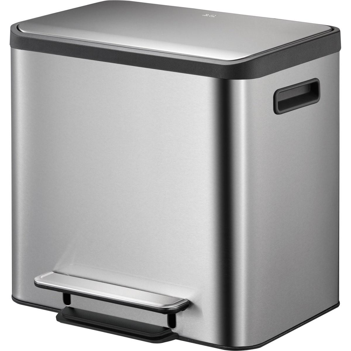 EKO EcoCasa recycle prullenbak - 2 x 12 l - mat RVS, Pattumiera, Argento