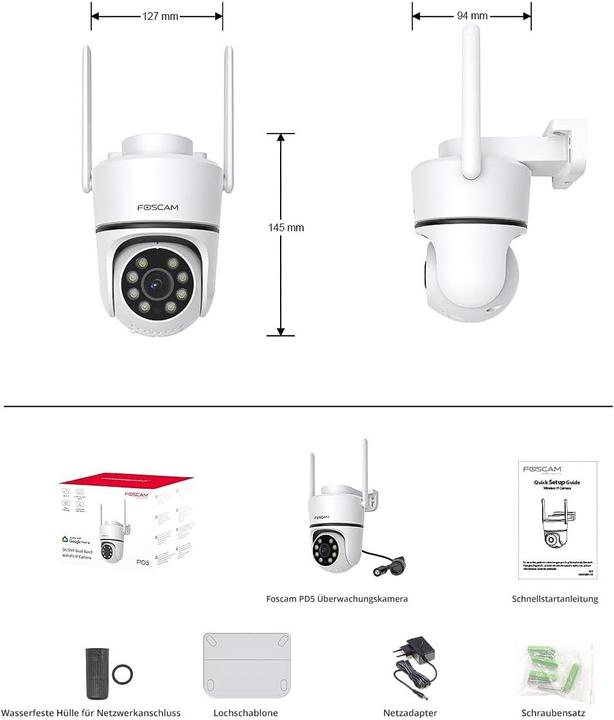 Actual product image Foscam PD5 PD5 WLAN IP Überwachungskamera 3072 x 1728 Pixel (3072 x 1728 pixels)
