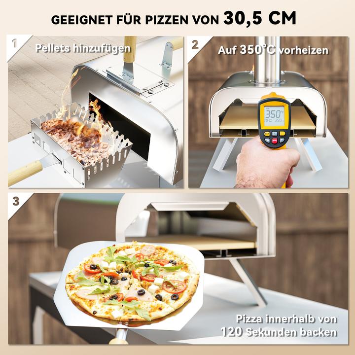 Produktbild Outsunny Pizzaofen Edelstahl Silber (Pizzaofen Holz)