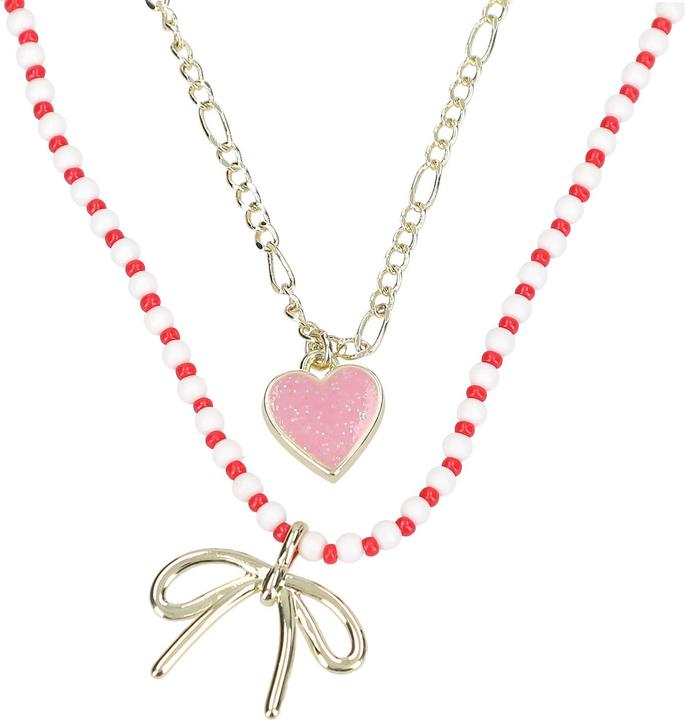Produktbild Top Model TOPModel - Double Layer Necklace LEOHEART - Gold, Pink, White, Red - 46.5 cm 5 cm (Messing, Acryl, Nylon, Zink, 46.5 cm)