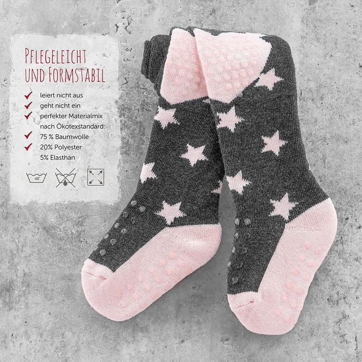 Produktbild La Loona LaLoona Baby-Strumpfhosen Krabbel-Strumpfhose 2er Pack - Sterne Rosa + Streifen (74/80)