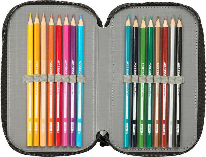 Produktbild Minecraft Dreifaches Federmäppchen Schwarz 12,5 x 19,5 x 5,5 cm 37 Stücke